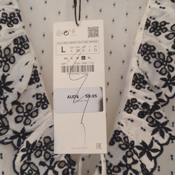 Zara trf collection black and white blouse - Picture 3 of 4